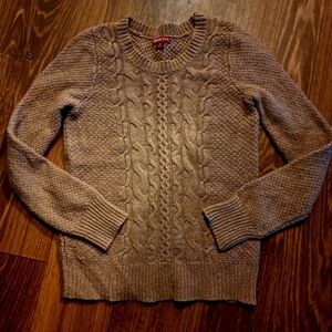 Vtg. Merona Light Brown Mid/heavy Weight Cable/Waffle Knit Womens Sweater  XS/Sm